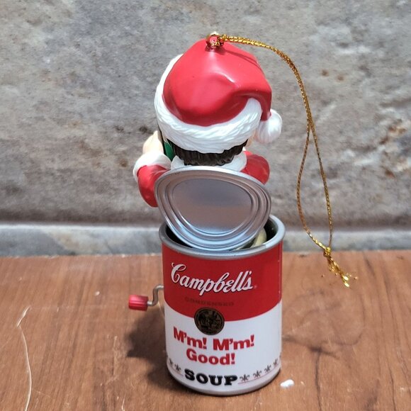 Campbells Soup Jack in a Box Kid Santa Soup Can Christmas Ornament 2002 - Picture 3 of 11